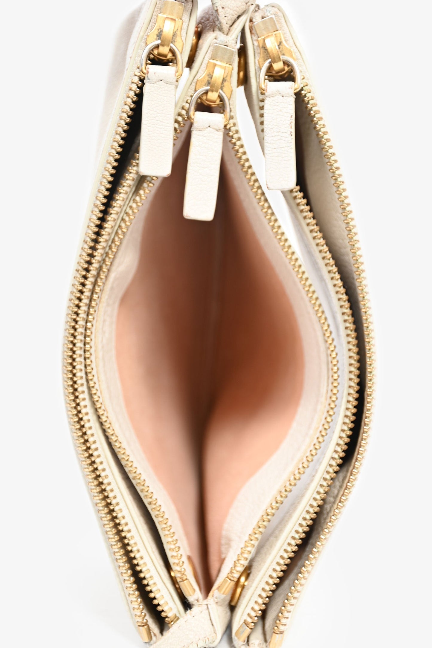 Celine 2015 Cream Grained Leather Small Trio Crossbody Bag