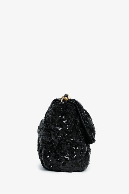 Pre-Loved Chanel™ Black Sequin Tweed Large 19 Flap Bag