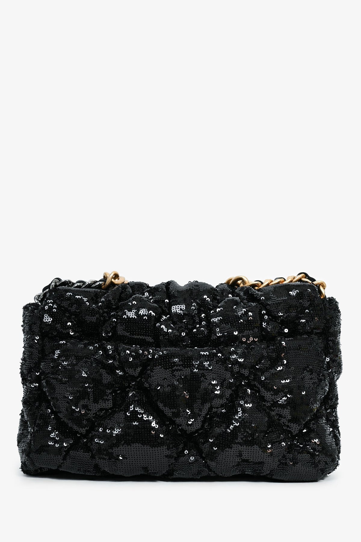 Pre-Loved Chanel™ Black Sequin Tweed Large 19 Flap Bag