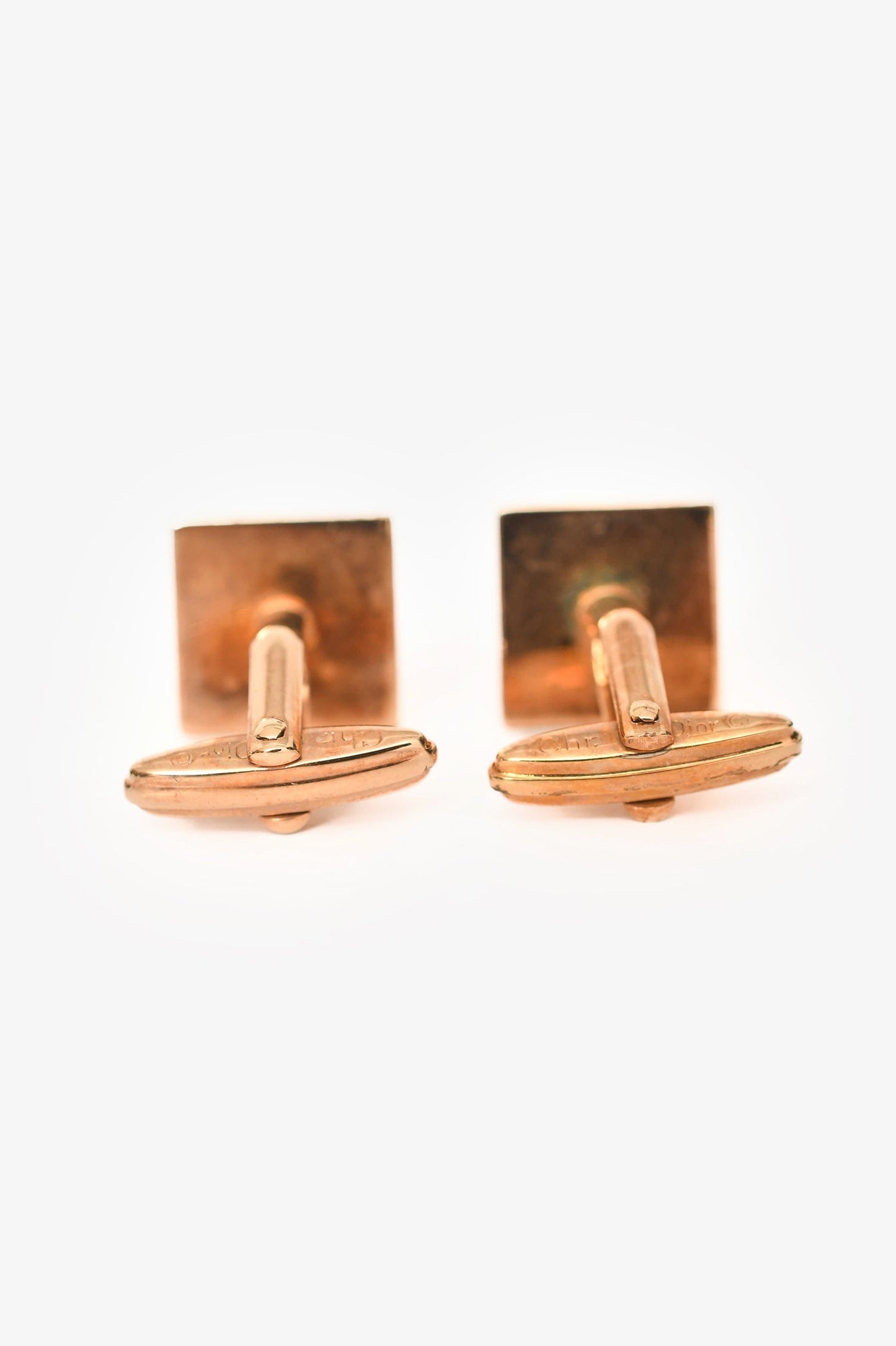 Christian Dior Vintage Gold Tone/Black Enamel Crystal Embellished Cufflinks Set of 3