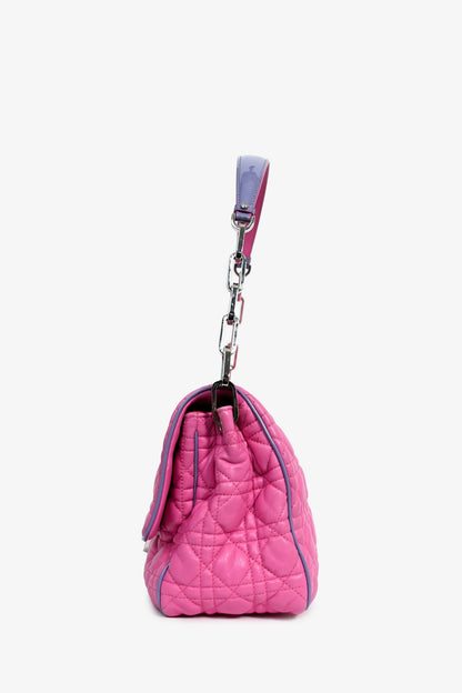Christian Dior 2012 Pink/Purple Patent Trim Cannage Leather Flap Shoulder Bag