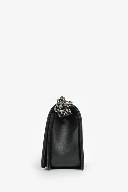 Pre-Loved Chanel 2019 Black Leather Medium Boy Bag