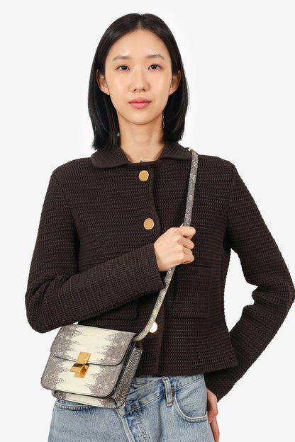 Celine Grey/Cream Lizard Box Teen Bag with Strap
