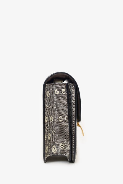 Celine Grey/Cream Lizard Box Teen Bag with Strap