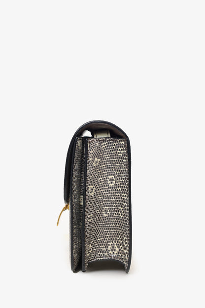 Celine Grey/Cream Lizard Box Teen Bag with Strap