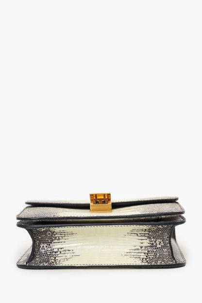 Celine Grey/Cream Lizard Box Teen Bag with Strap