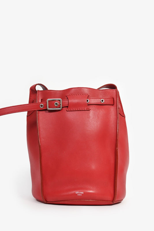 Celine 2017 Red Leather Bucket Bag (As Is)