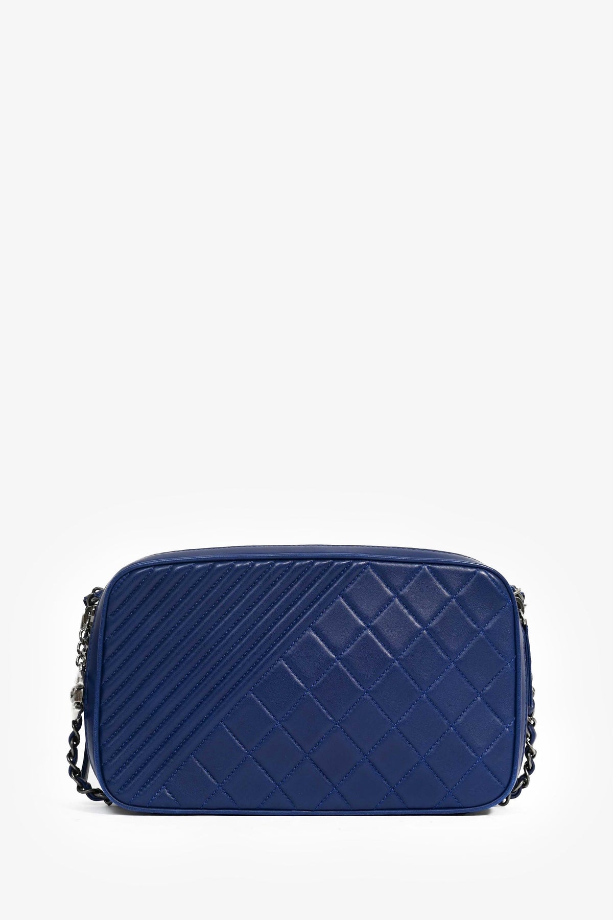 Pre-Loved Chanel™ Blue Leather Pewter Large CC Coco Camera Boy Bag