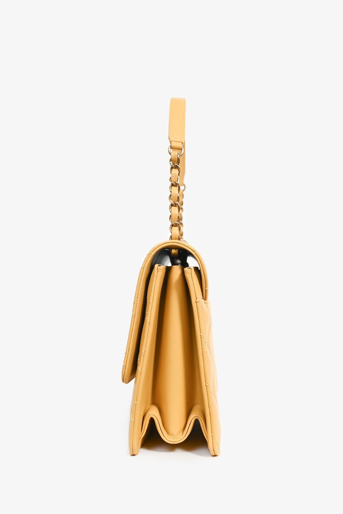 Pre-Loved Chanel™ 2016-17 Yellow Quilted Leather Large Beauty Lock Chain Bag