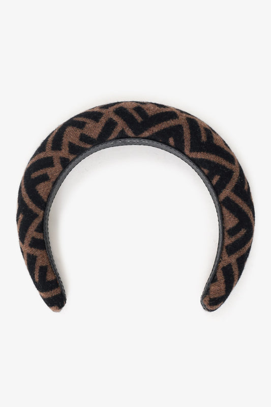 Fendi Brown Wool FF Zucca Pattern Hairband