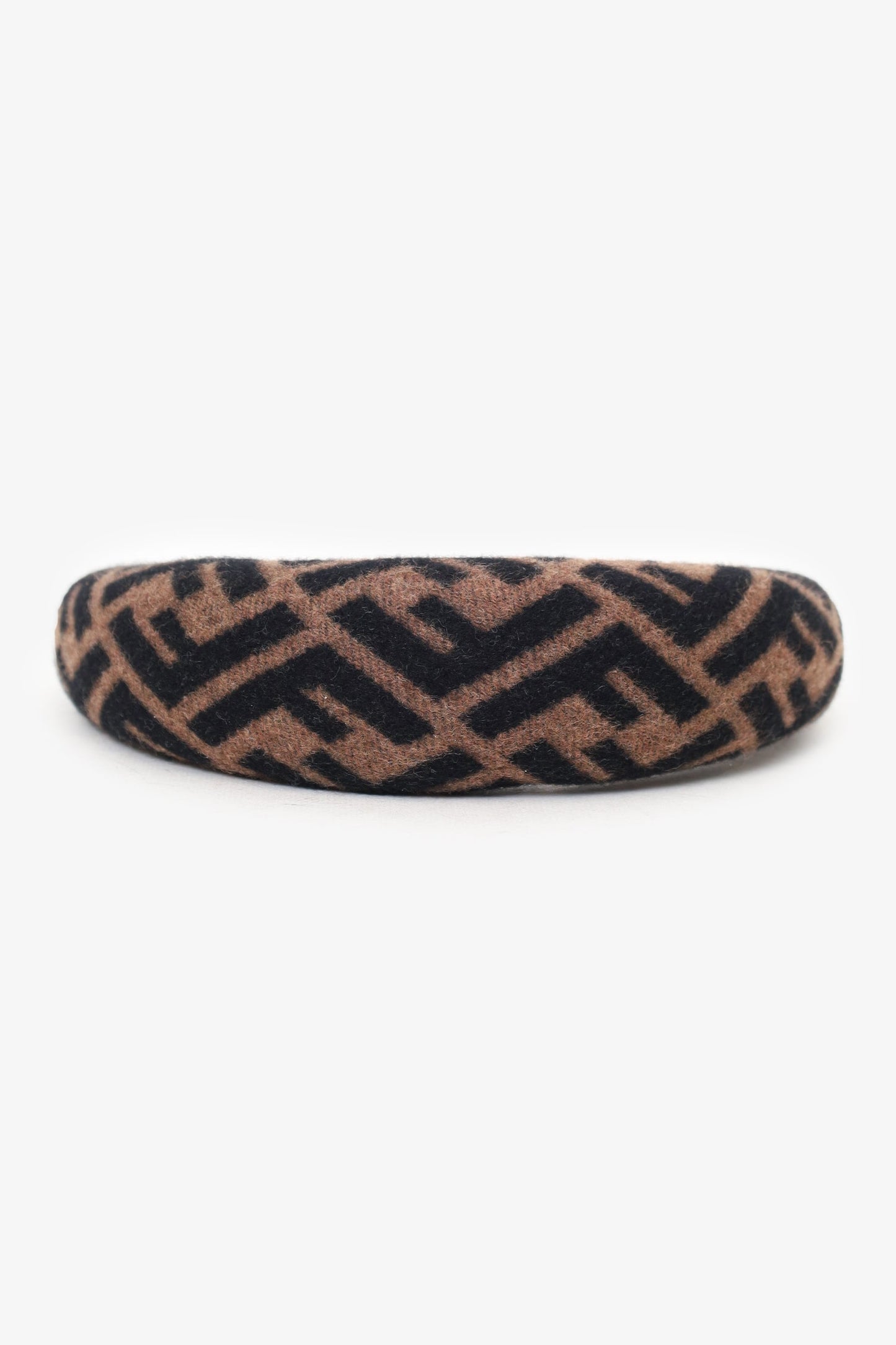 Fendi Brown Wool FF Zucca Pattern Hairband