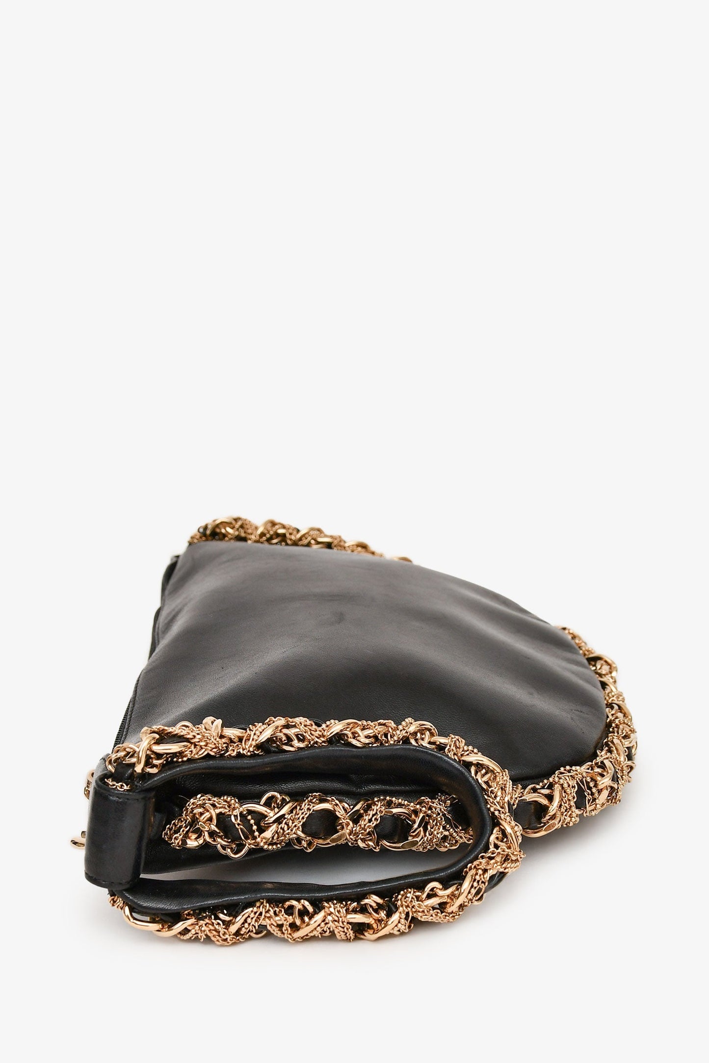 Pre-Loved Chanel™ 2012/13 Black Lambskin Twisted Chain Hobo Mini Handbag