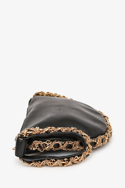 Pre-Loved Chanel™ 2012/13 Black Lambskin Twisted Chain Hobo Mini Handbag