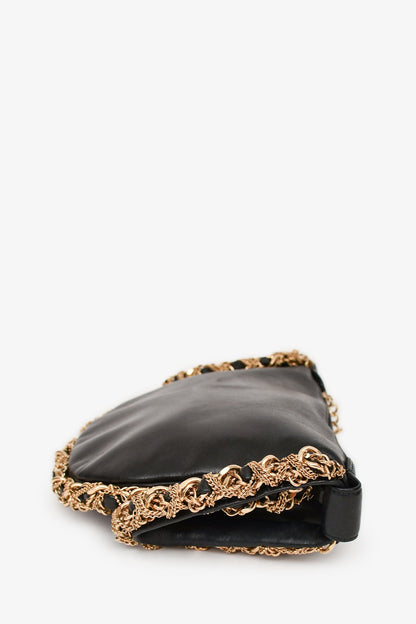Pre-Loved Chanel™ 2012/13 Black Lambskin Twisted Chain Hobo Mini Handbag