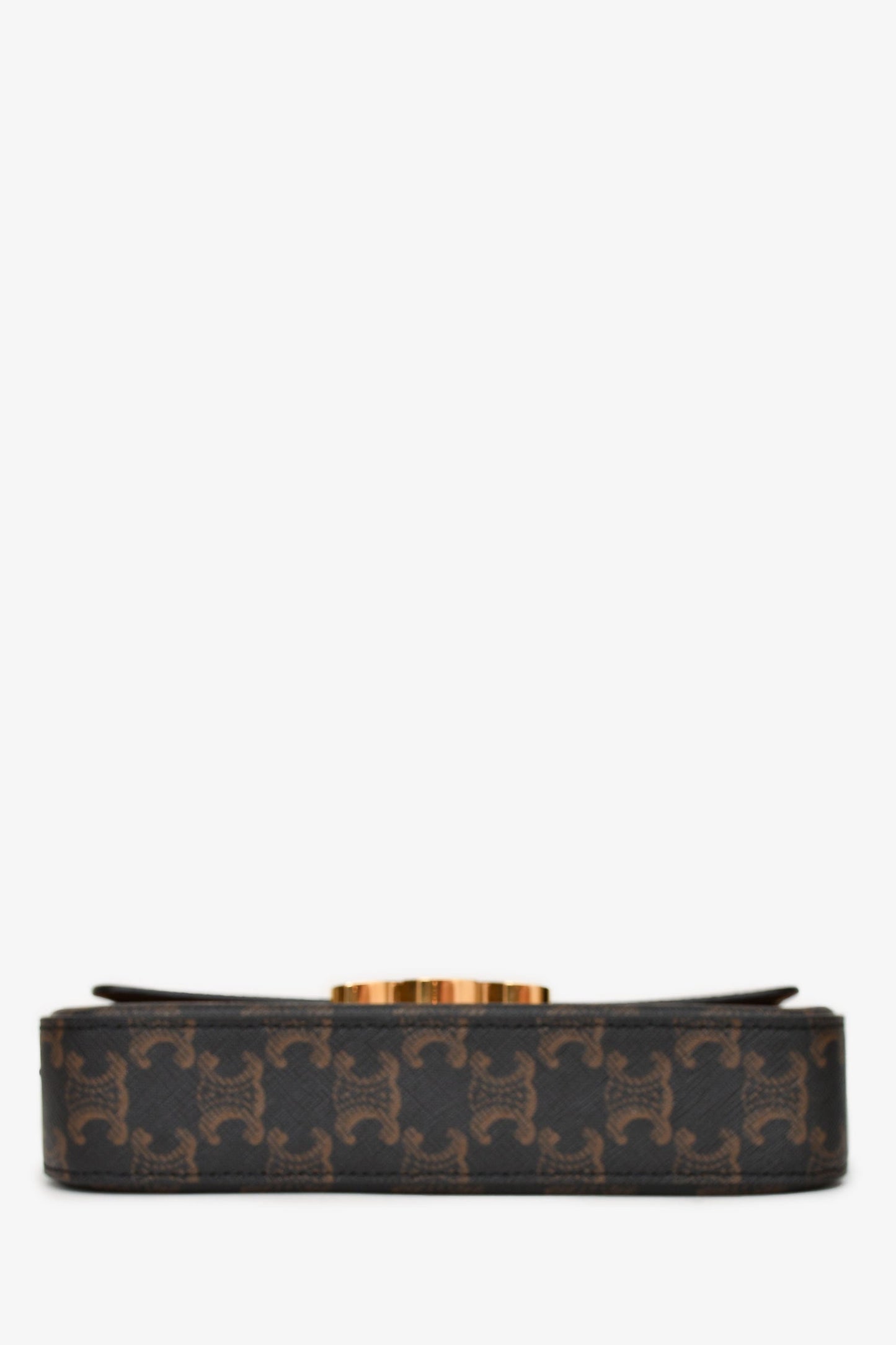 Celine Brown Triomphe Canvas & Calfskin 'Claude' Shoulder Bag