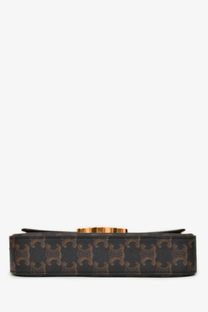 Celine Brown Triomphe Canvas & Calfskin 'Claude' Shoulder Bag