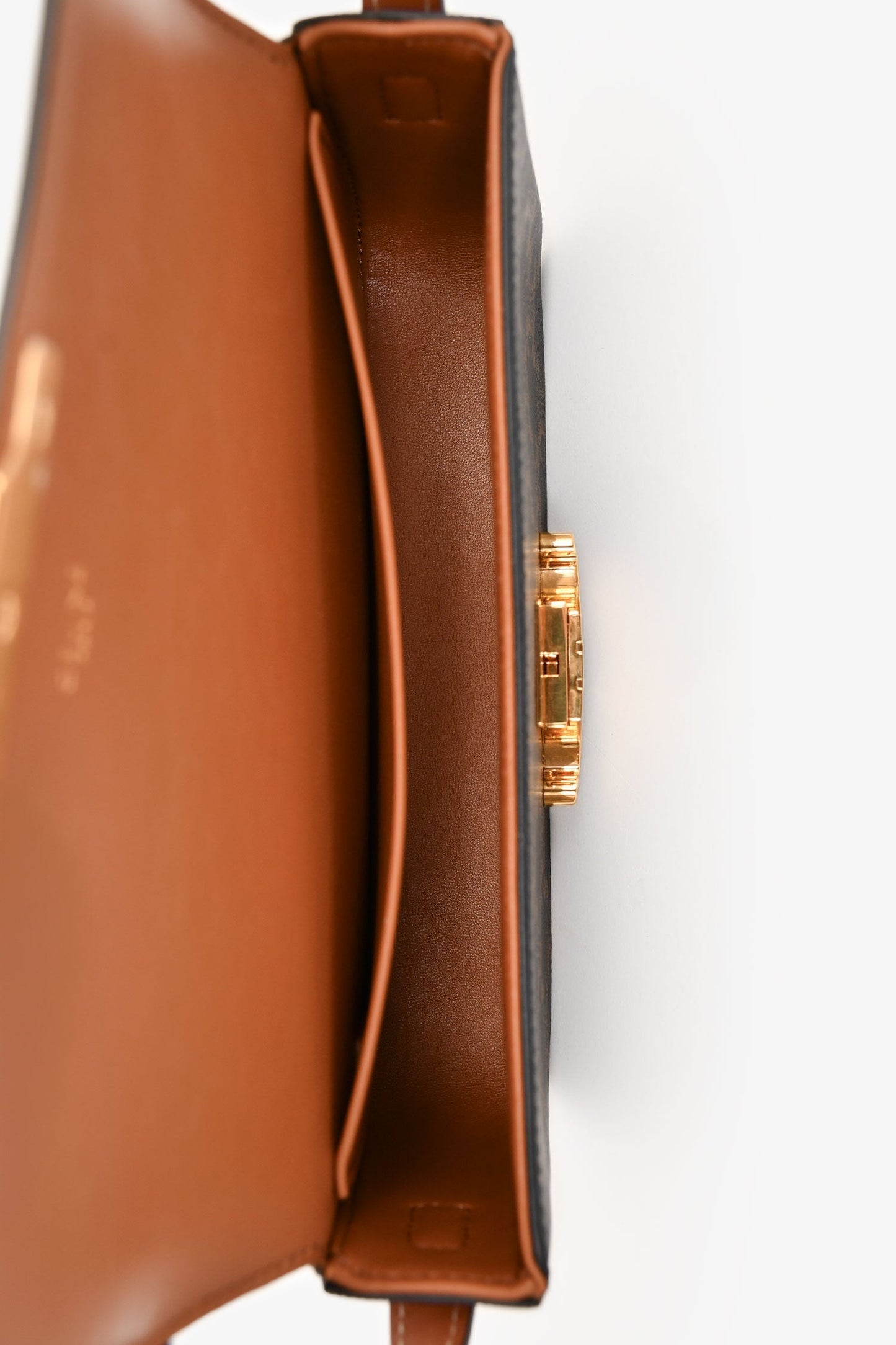 Celine Brown Triomphe Canvas & Calfskin 'Claude' Shoulder Bag
