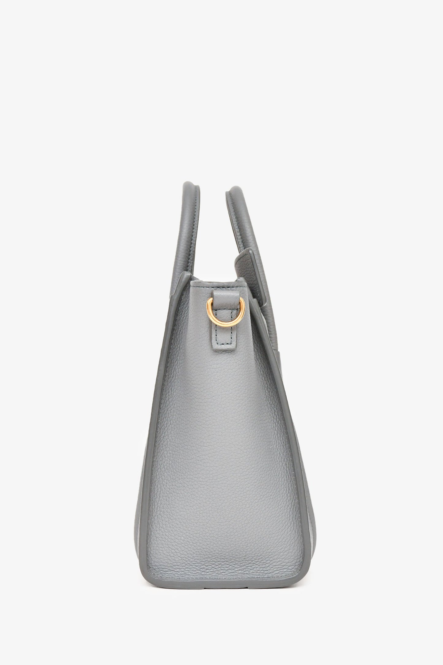 Celine 2021 Grey Leather Nano Luggage Top Handle with Strap