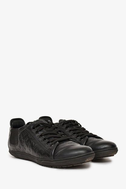 Louis Vuitton Black Leather Monogram Frontrow Sneakers Size 36.5