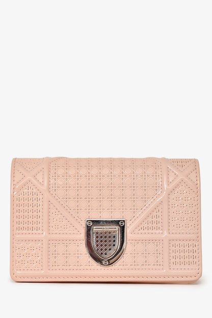 Christian Dior Pink Patent Cannage Mini 'Diorama' Pouch on Chain