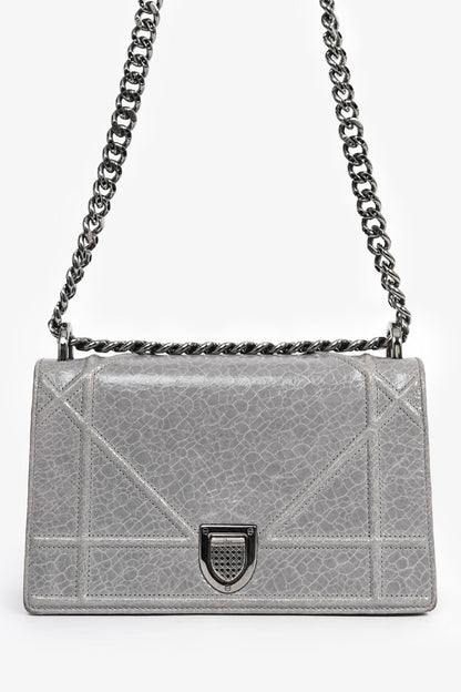 Christian Dior Grey Diorama Small Chain Shoulder Bag