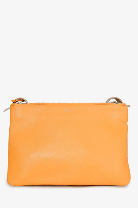 Celine Yellow/Taupe Leather Small Trio Crossbody Bag (As Is)