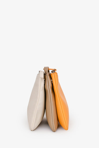 Celine Yellow/Taupe Leather Small Trio Crossbody Bag (As Is)