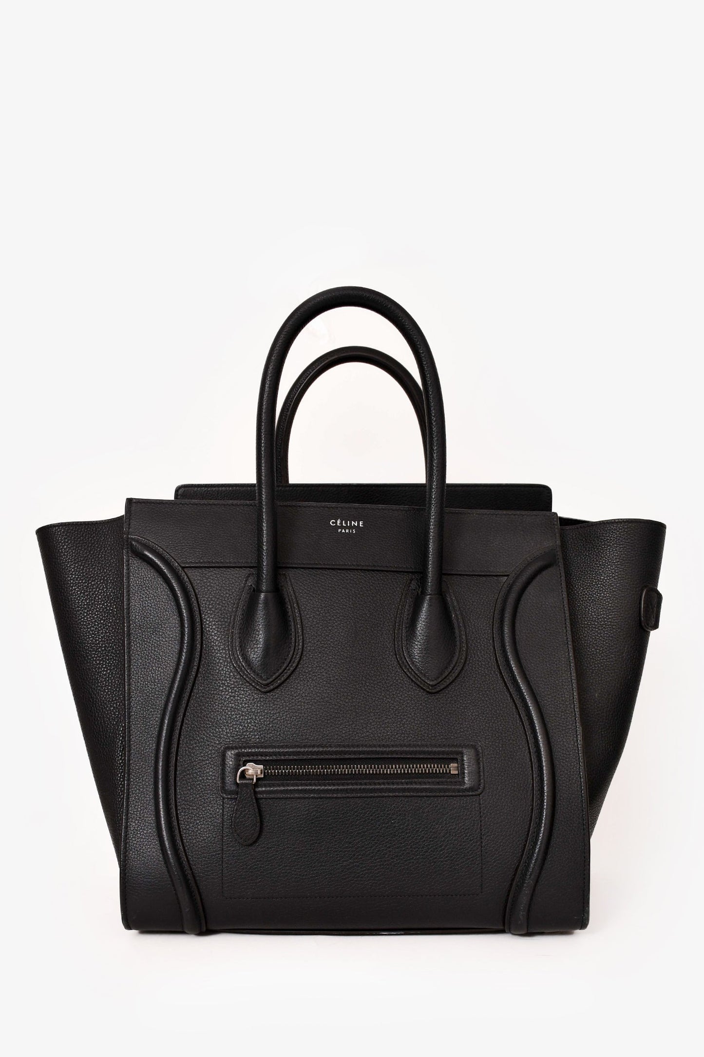 Celine Black Grained Leather Mini Luggage Tote (As Is)