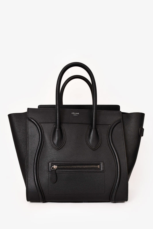 Celine Black Grained Leather Mini Luggage Tote (As Is)