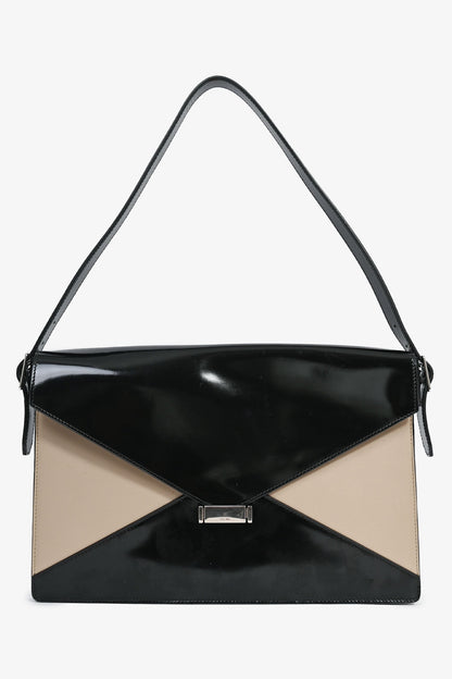 Celine Black/Brown Patent Leather Diamond Shoulder Bag