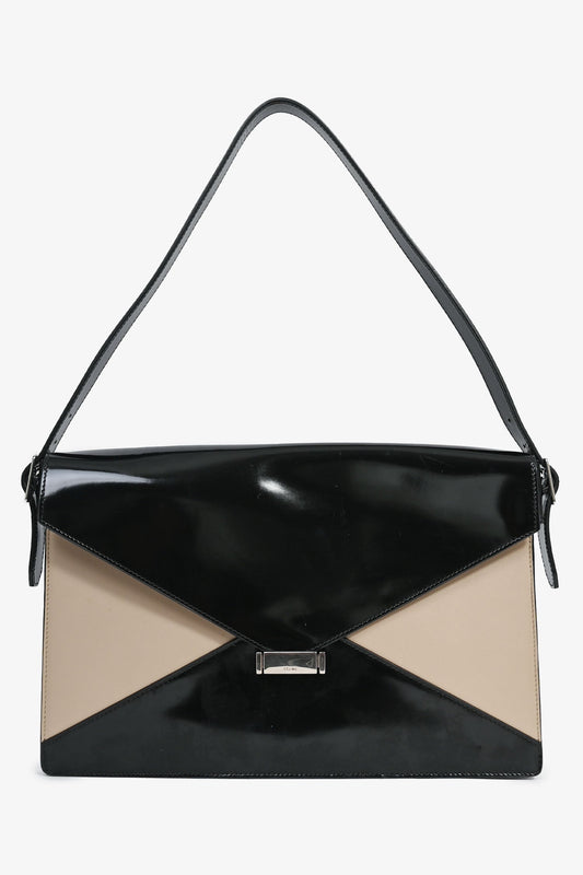 Celine Black/Brown Patent Leather Diamond Shoulder Bag