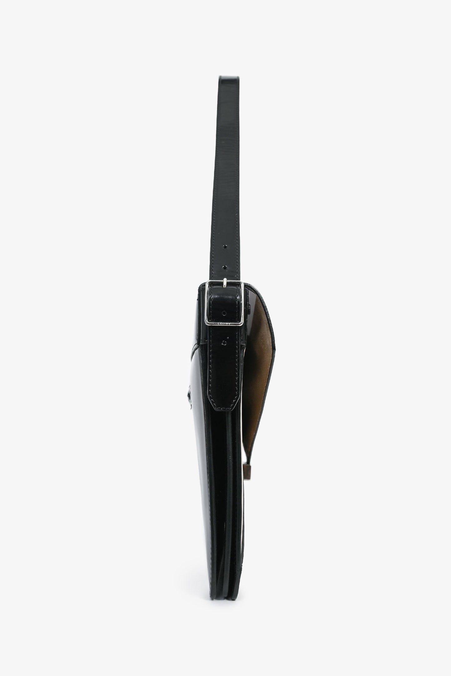 Celine Black/Brown Patent Leather Diamond Shoulder Bag