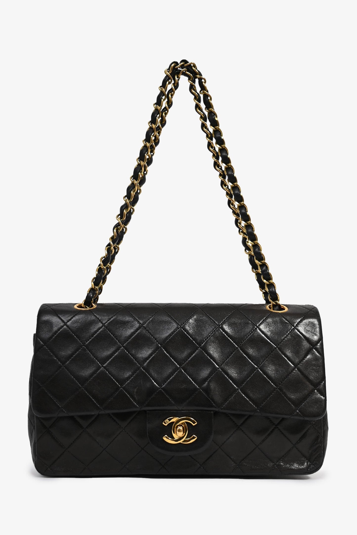 Chanel™ 1994-96 Black Lambskin Medium Double Flap 24KGHW