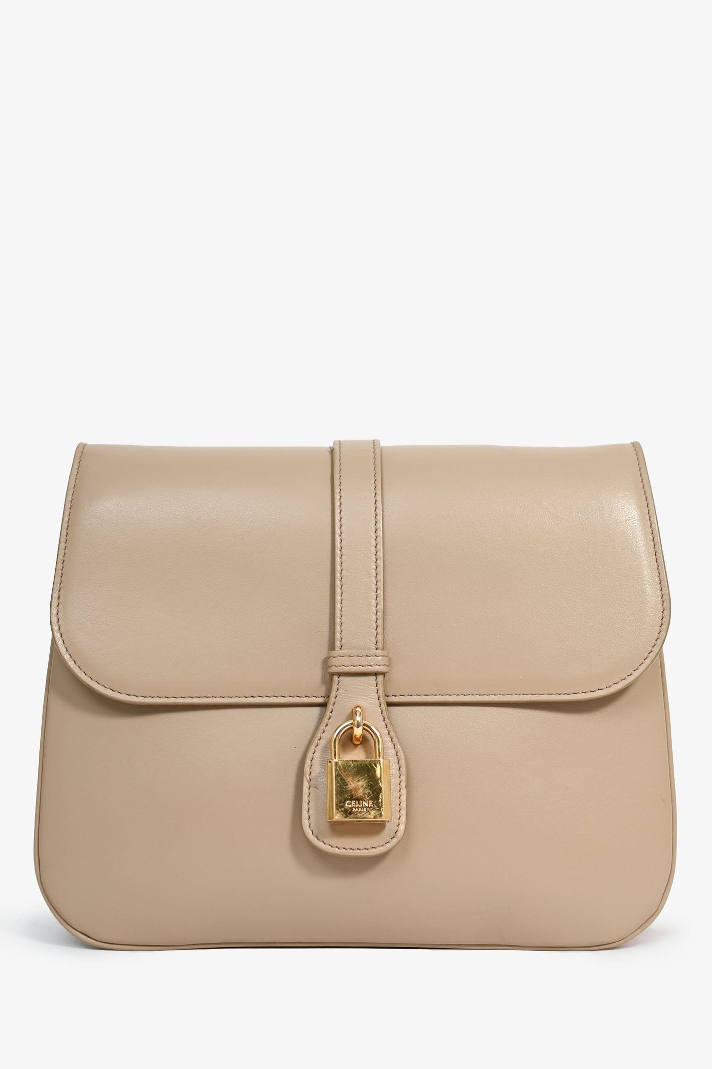 Celine 2022 Beige Leather Medium Tabou Crossbody Bag
