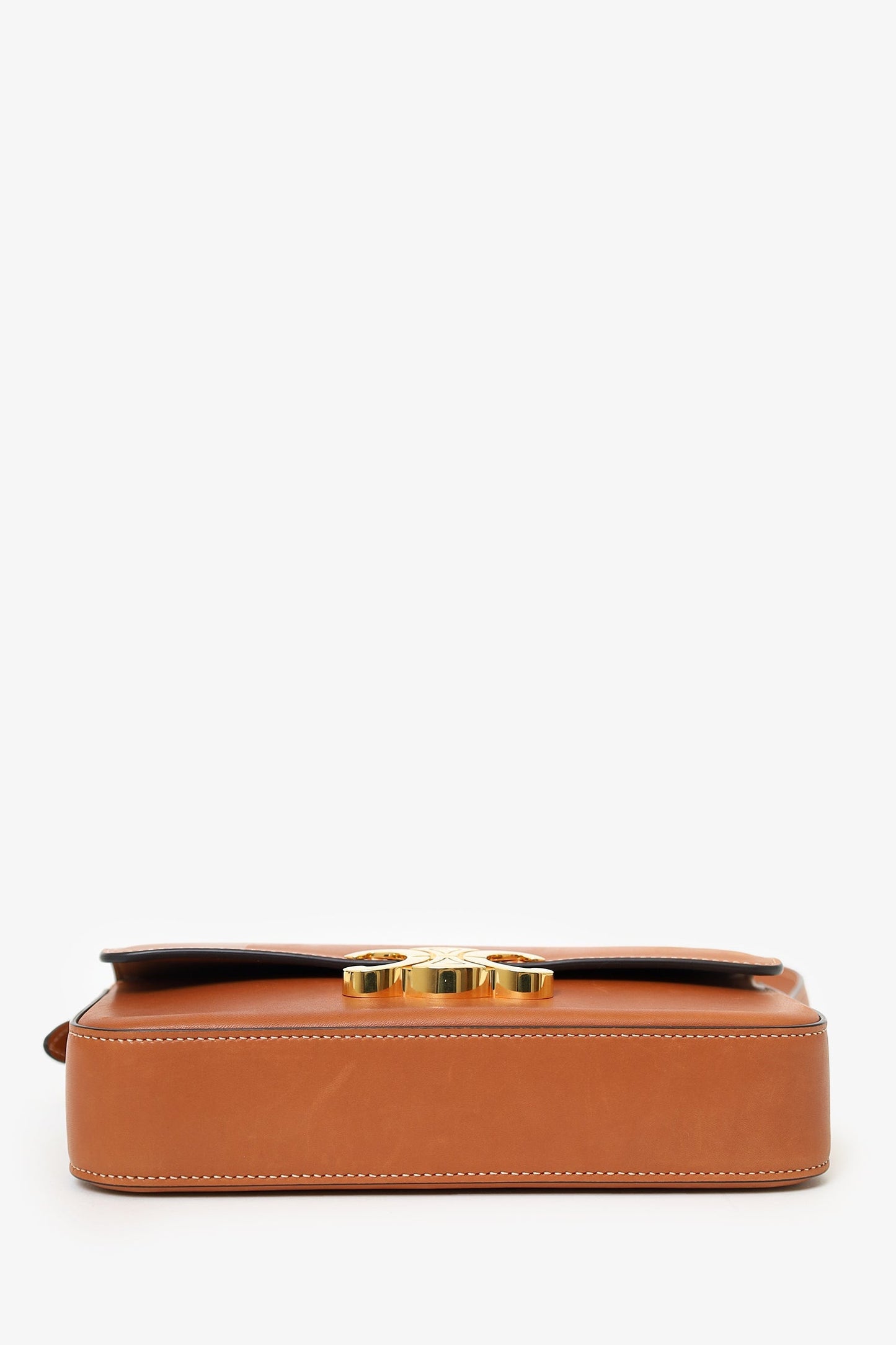 Celine Brown Shiny Calfskin Triomphe Shoulder Bag