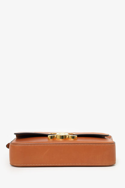 Celine Brown Shiny Calfskin Triomphe Shoulder Bag