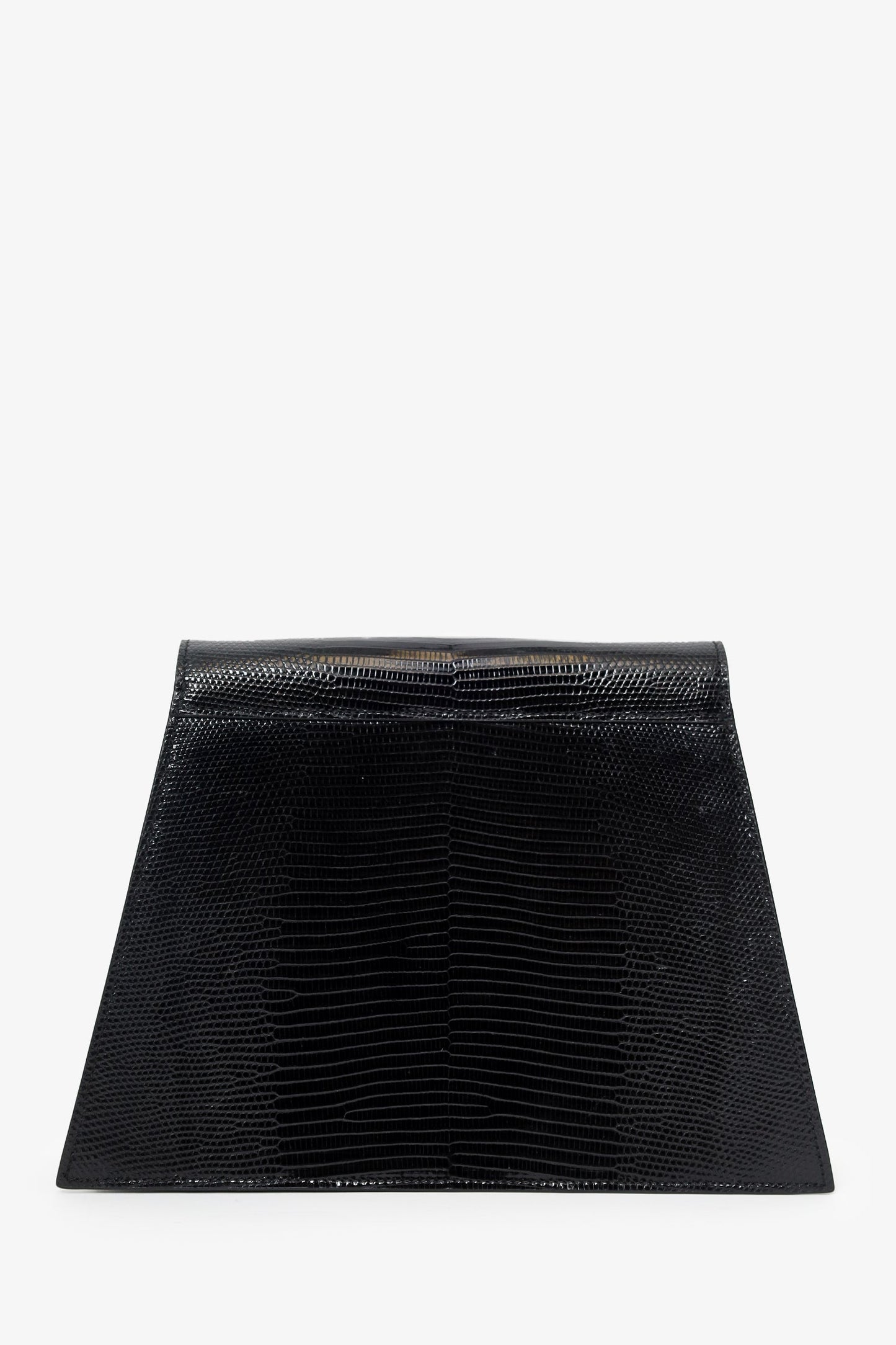Celine Black Lizard Embossed Triangle Pochette