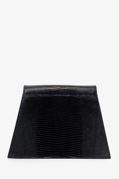 Celine Black Lizard Embossed Triangle Pochette