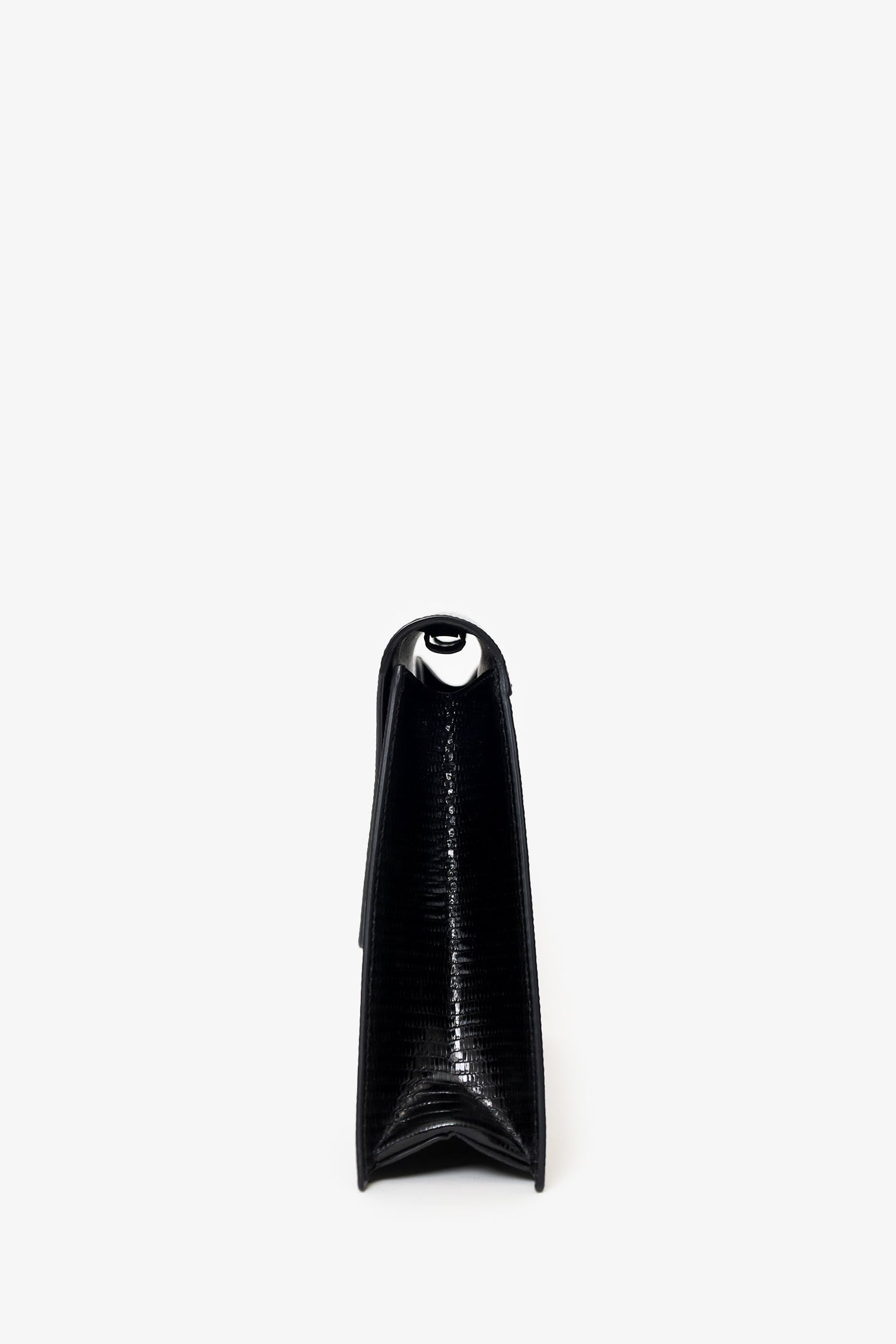 Celine Black Lizard Embossed Triangle Pochette