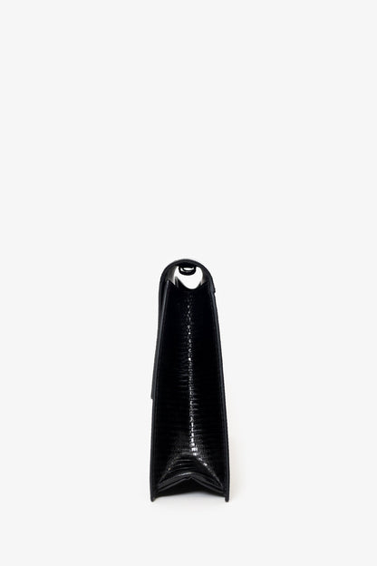 Celine Black Lizard Embossed Triangle Pochette