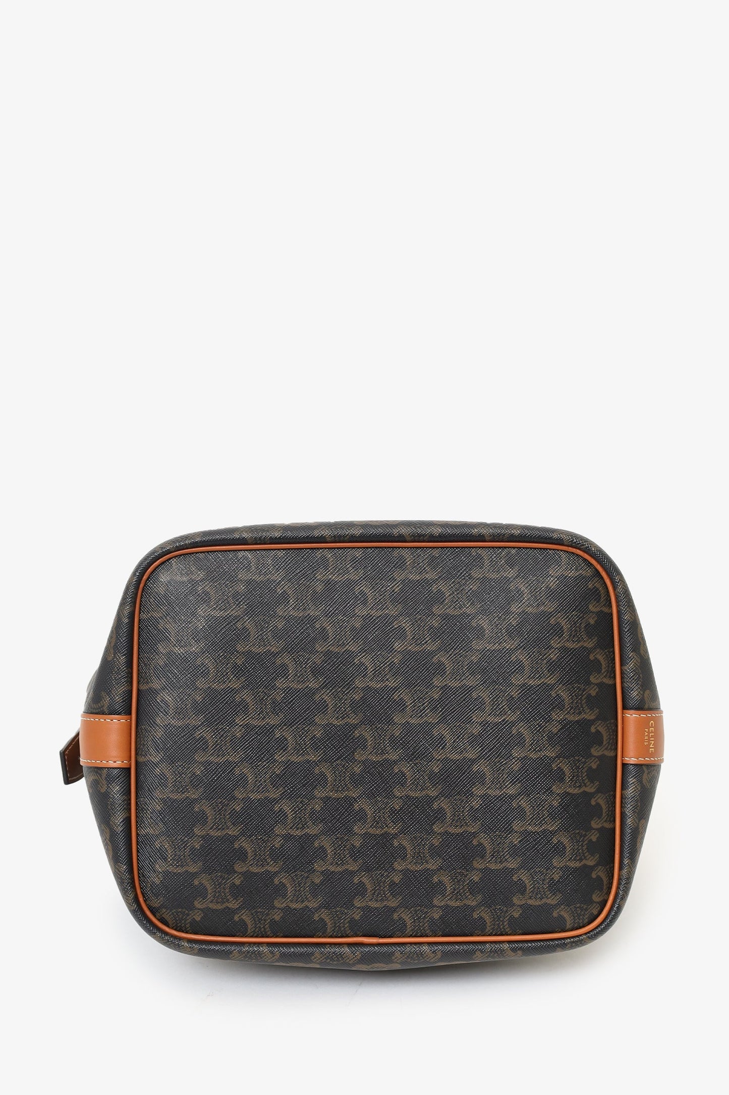 Celine Brown Triomphe Canvas Drawstring Bucket Bag