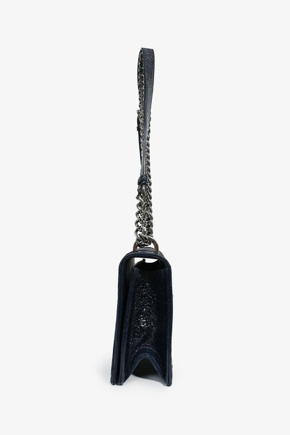 Christian Dior Navy Crackled Patent Diorama Shoulder Bag