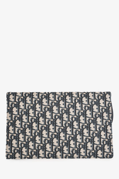 Christian Dior Navy Oblique Jacquard Saddle Clutch