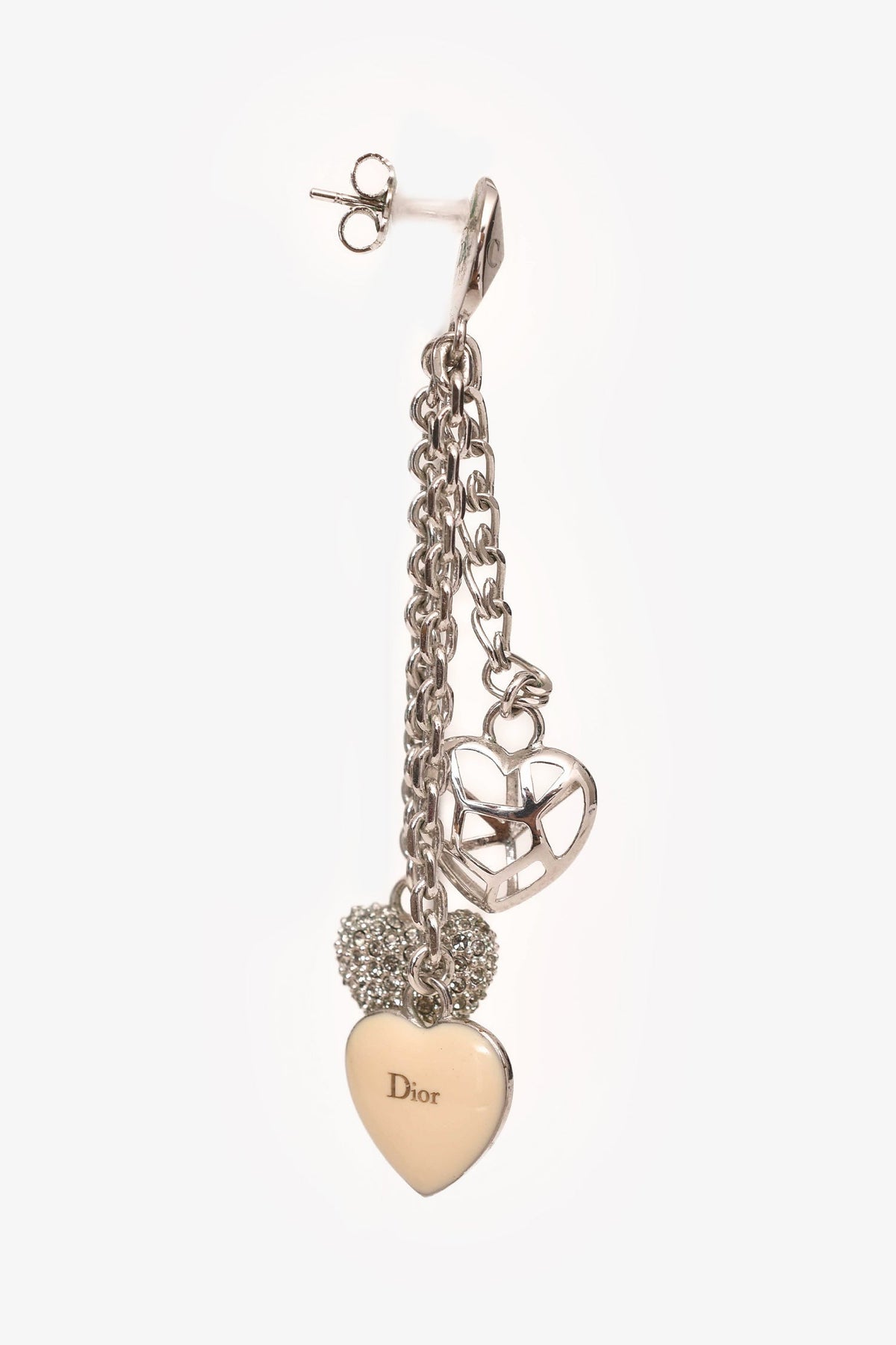 Christian Dior Silver Tone Crystal Embellished Pendant Earrings