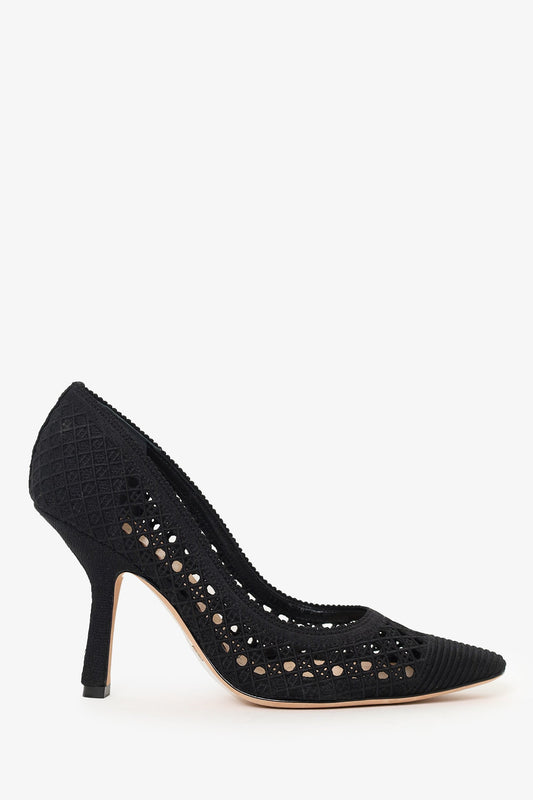 Christian Dior Black Fabric Cutout Pumps Size 36.5