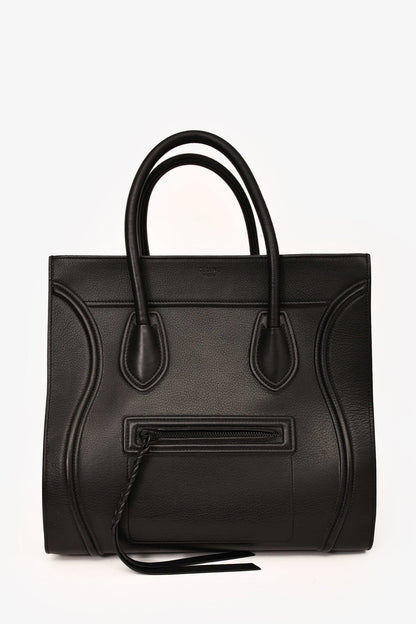 Celine Black Leather Medium Phantom Luggage Bag