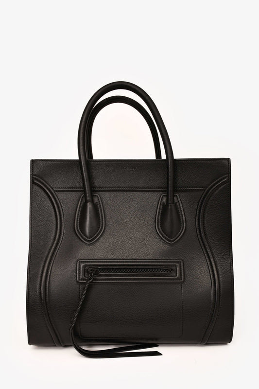 Celine Black Leather Medium Phantom Luggage Bag