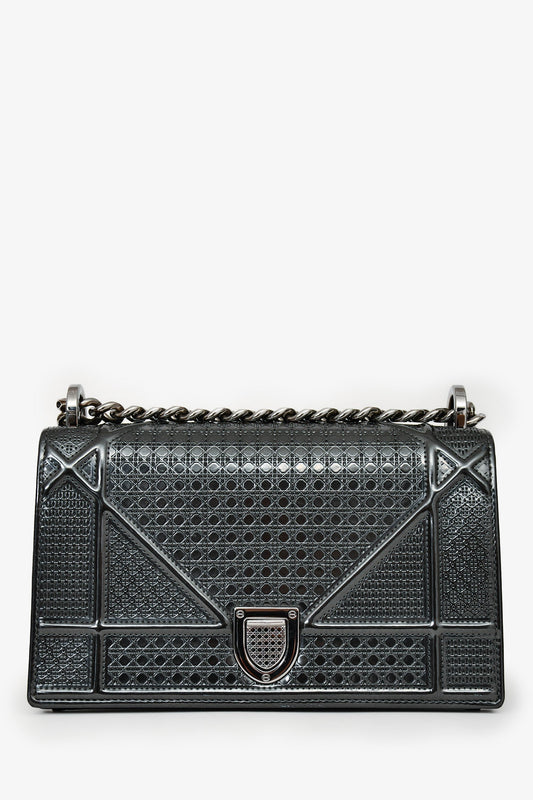 Christian Dior Grey Leather Small Diorama Shoulder Bag