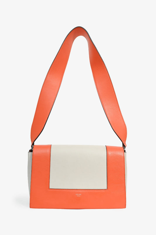 Celine Orange/Grey Leather Leather 'Frame' Shoulder Bag