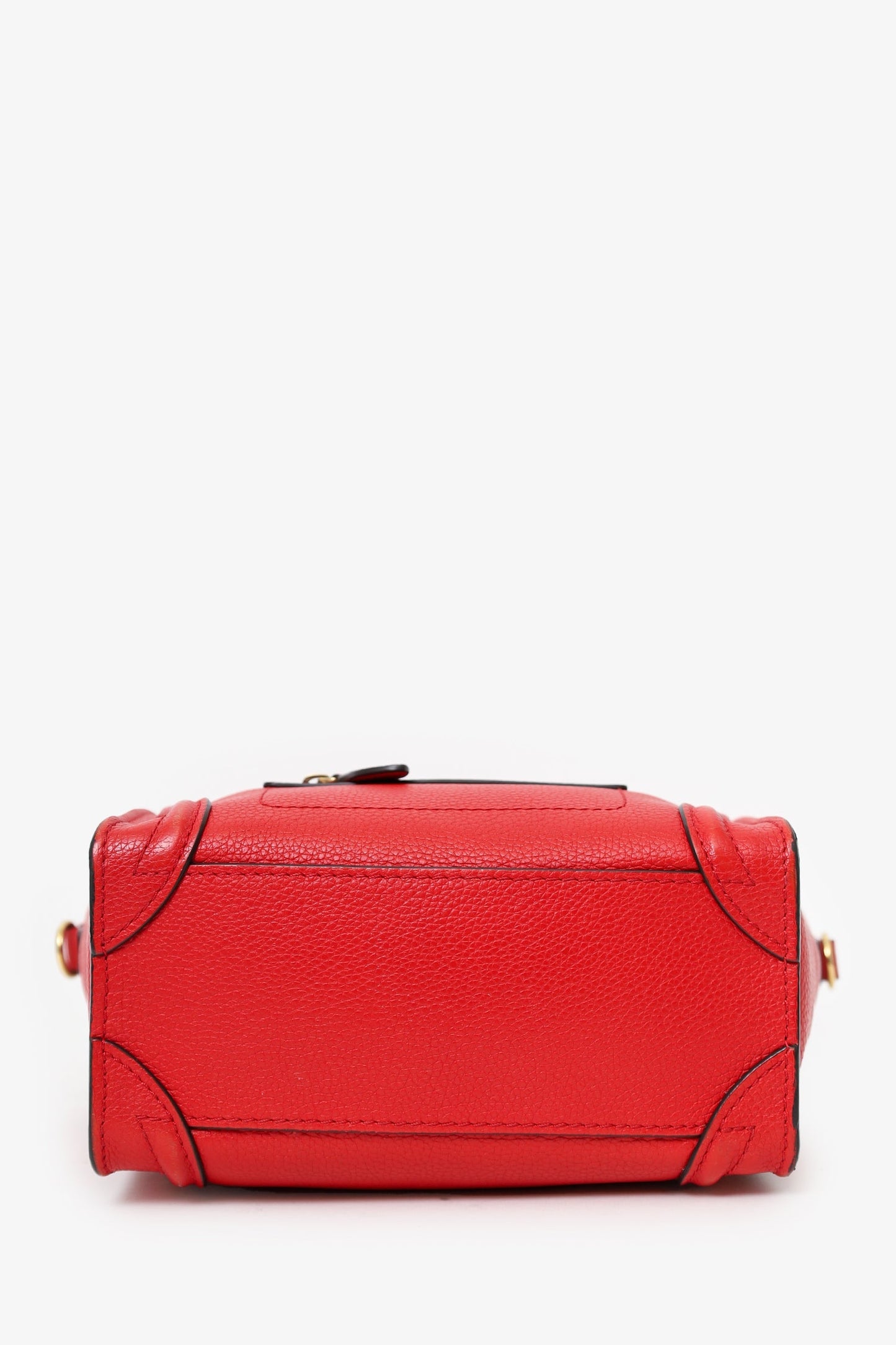 Celine Red Leather Nano Luggage with Strap